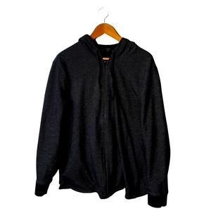 VINCE DOUBLE-LAYER COTTON BIRDSEYE ZIP CARDIGAN WITH HOOD